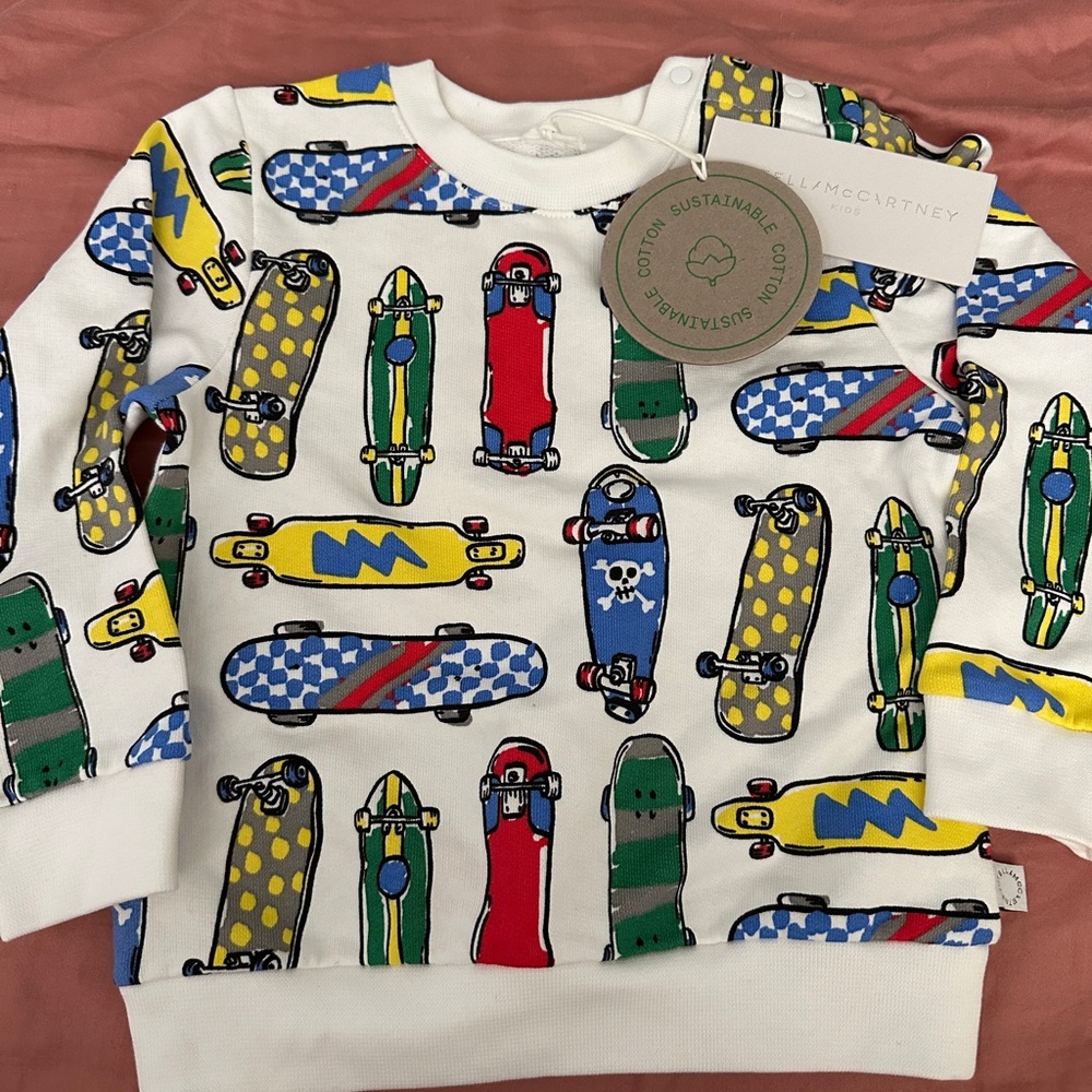 Stella McCartney Kids White and Red Skateboard Sweatshirt grom